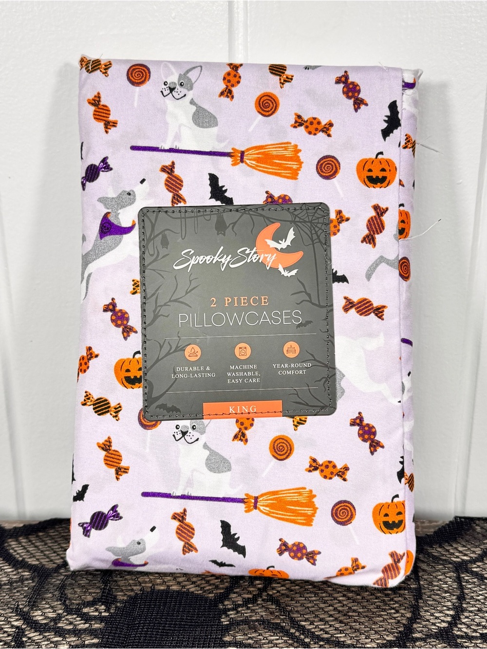 NEW Spooky Story Dogs and Candy Halloween King Pillowcases